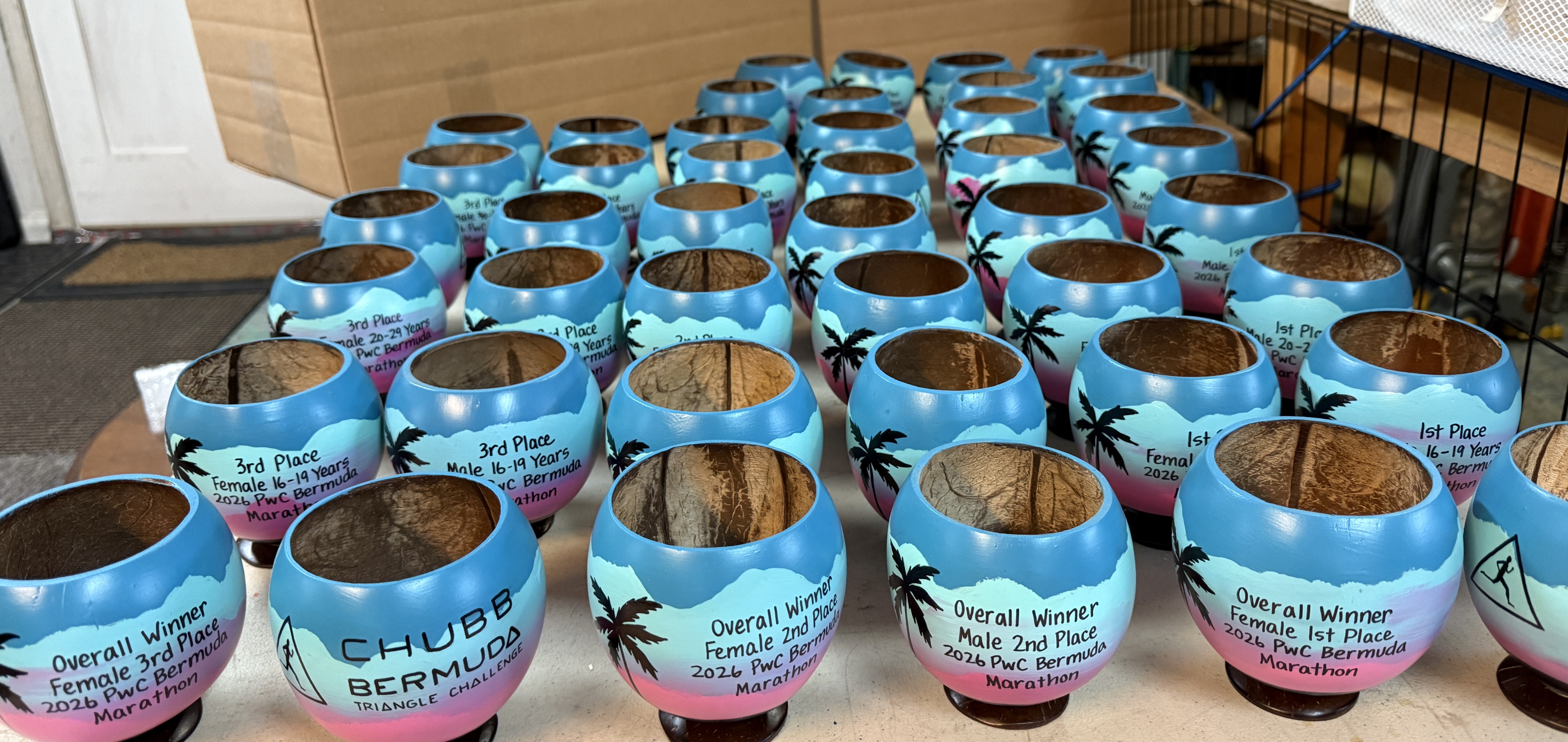 Upcycled painted coconuts make unique and fun trophies